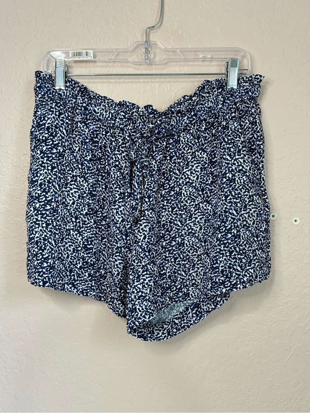 Madewell Blue White Bengali Print Pull On Paperbag Shorts Womens Large Pockets